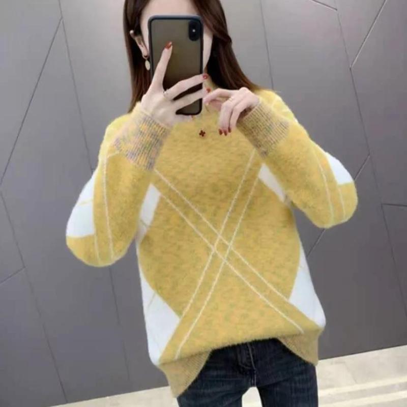 Vintage Sweaters Women Pullover Winter Striped Jumpers Korean Style Oversized Sweater Knitwear Casual Loose Pullover Pull