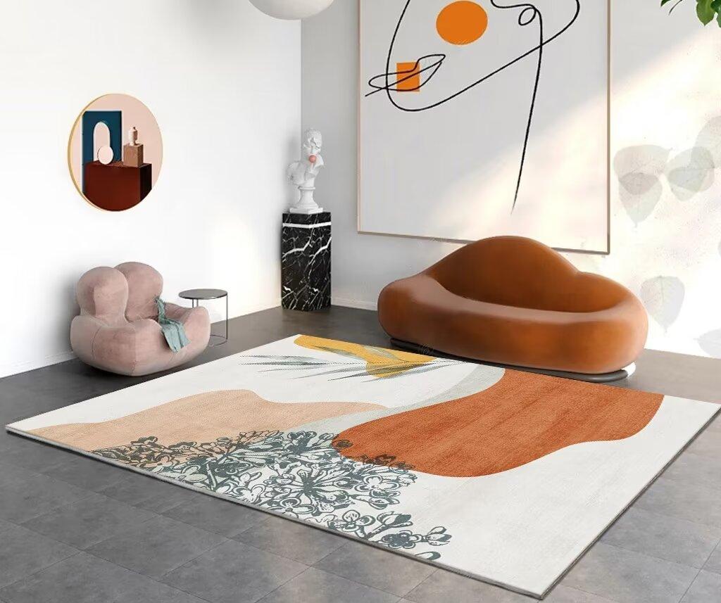 Light Luxury Geometric Rugs for Living Room Nordic Style Easy Clean Sofa Area Non-slip Floor Mat Bedroom Lounge Carpet Washable
