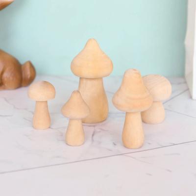 Wooden Mushroom DIY Mushroom Ornament Unfinished Mini Kids Toy for Home