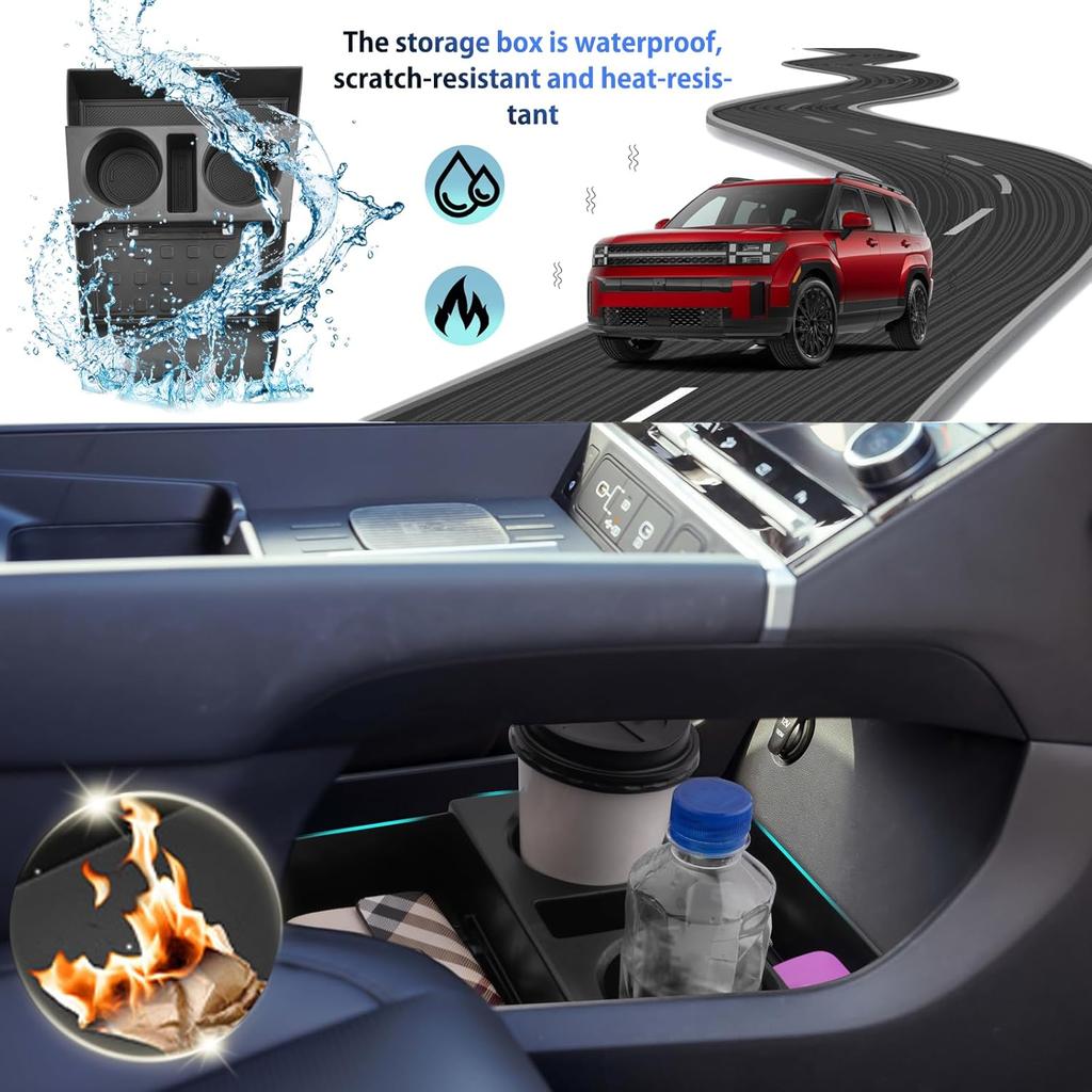 SHAOHAO For 2025 2026 Hyundai Santa Fe Under Console Organizer Tray For 2024 2025 2026 Hyundai Santa Fe Accessories (SE, SEL, XRT, Limited,