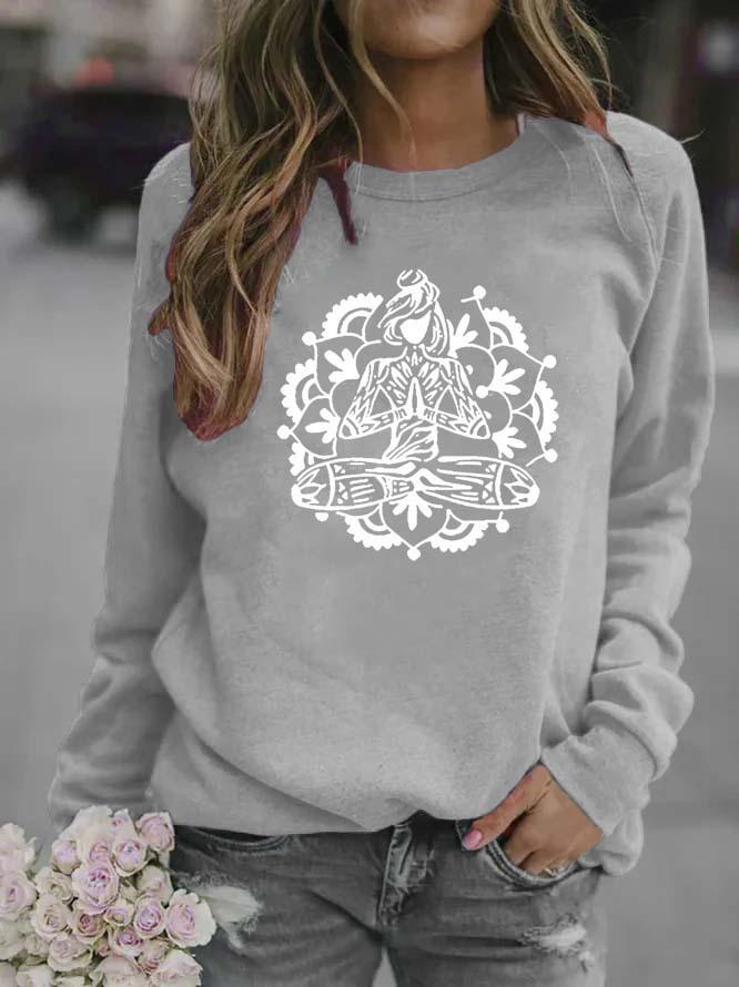 Women's Floral Print Round Neck Hoodie
