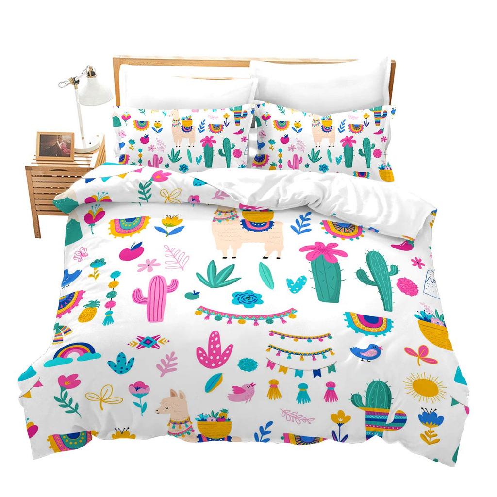 Alpaca Duvet Cover King Size,Cute Llama Bedding Set for Girls Teens Women Couple,bedroom Decor Comforter Cover with 2 Pillowcase