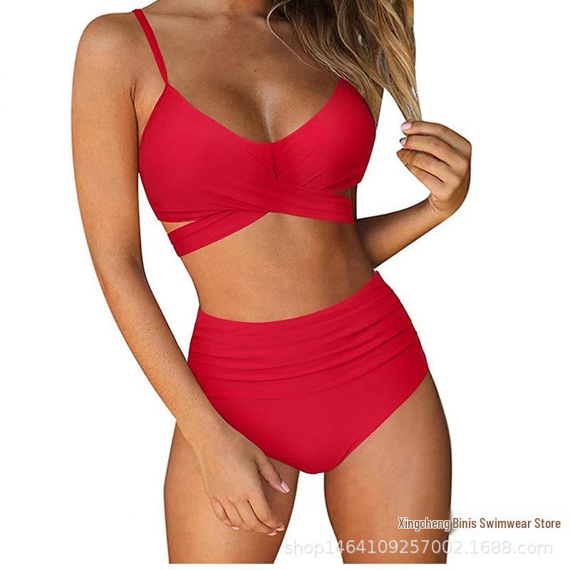 Women's Sexy Leopard Print High Waist Crossover Bikini Swimwear (2022)