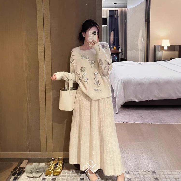 Dámská móda Ležérní Podzim Zima Květinový Vzor Potisk Dlouhý Rukáv Asymetrický Límec Svetry