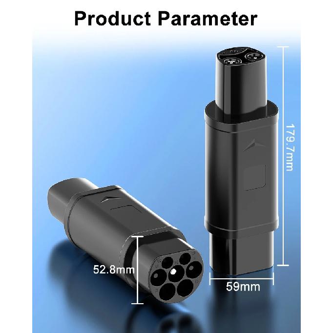 Type 2 To NACS EV Adapter Convertor AC 1Phase AC 110V-250V 32A Type2 To Tesla Charging Converter Adaptor for Model 3 X Y S