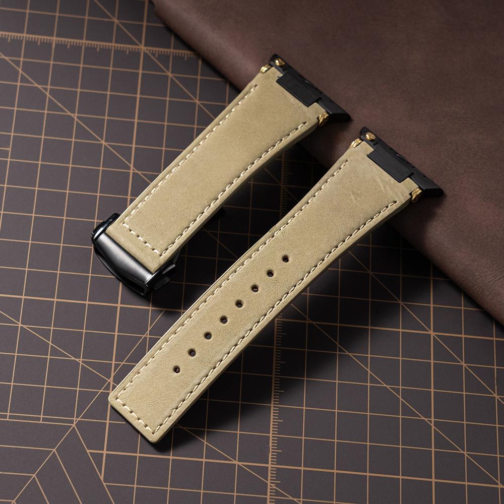 Leather Strap for Apple Watch Ultra 3 2 49mm Series 11 10 46mm Business Men Band for iWatch 9 8 7 45mm 6 5 4 Se 3 44mm Bracelet