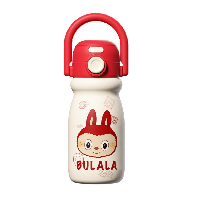 Carrying Pot Girl High Value Cute Double Drink Thermos Cup Large Capacity Portable Portable Student Straw Cartoon Water Cup