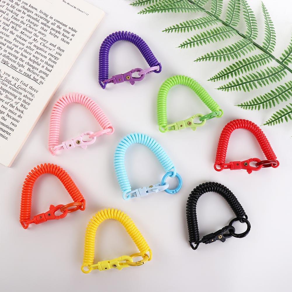 Coil Keychain Anti-lost Lobster Clasp Rope Key Hooks Bracelet Spring Keyring Spring Keychain
