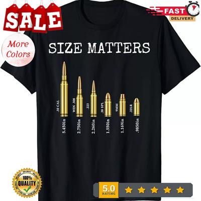 NEU LIMITIERT Größe ist wichtig Munitionsliebhaber Kugeln Kaliber T-Shirt