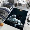 1PC White and Black Panthers Under Moon Carpet for Living Room Bedroom Sofa Home Decor Rus Non-slip Floor Mat Luxury Gift