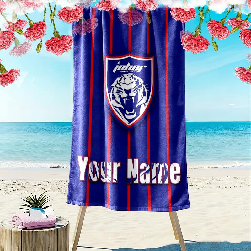 Name Custom Johor Print Beach Towel, Large Soft Quick Dry Towel for Beach Camping Swimming