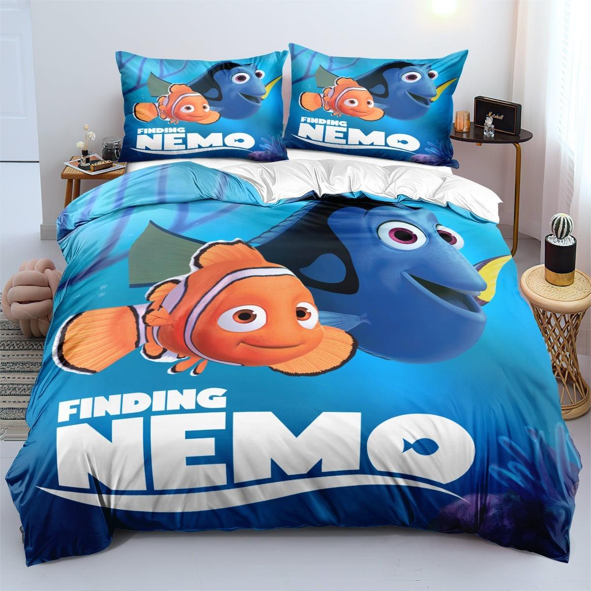 Finding Nemo Dory Bruce Squirt Crush Bedding Set Nemo Duvet Cover Pillowcase Single/Twin/Full/Queen Size for Bedroom Decor 135x200cm