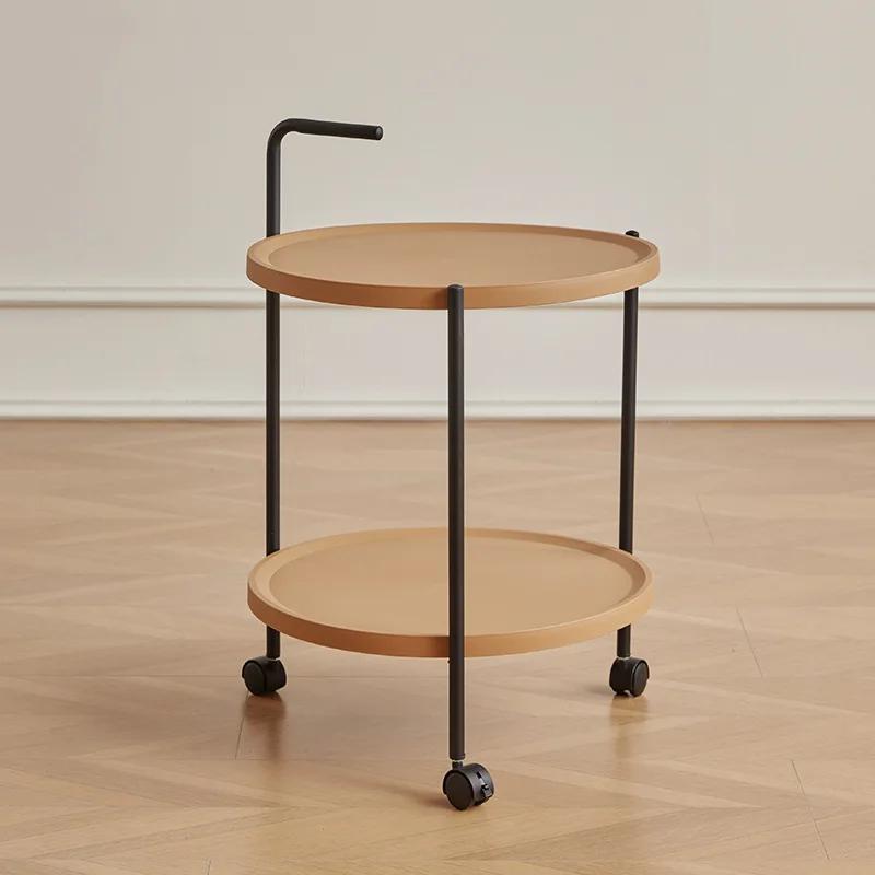 Sofa Small Round Table Balcony Light Luxury Round Small Apartment Side Table  Nordic Coffee Table Movable Dining Car Trolley