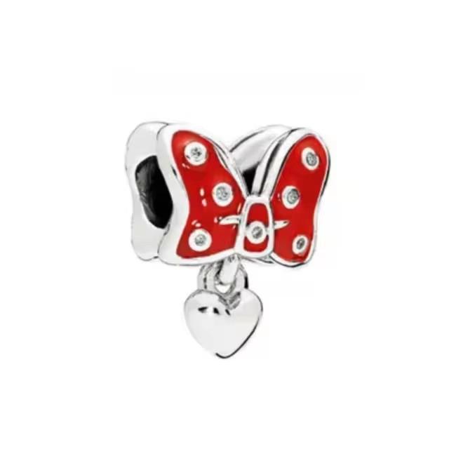 925 Silver Charm Beads DIY Mickey Mienie Bracelet Clip Safety Chain Love Gift Pendant