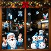 Christmas Decorative Glass Sticker Snowflake Snowman Blue Crystal Ball Theme Non-residue Window Decal for Xmas Party Home
