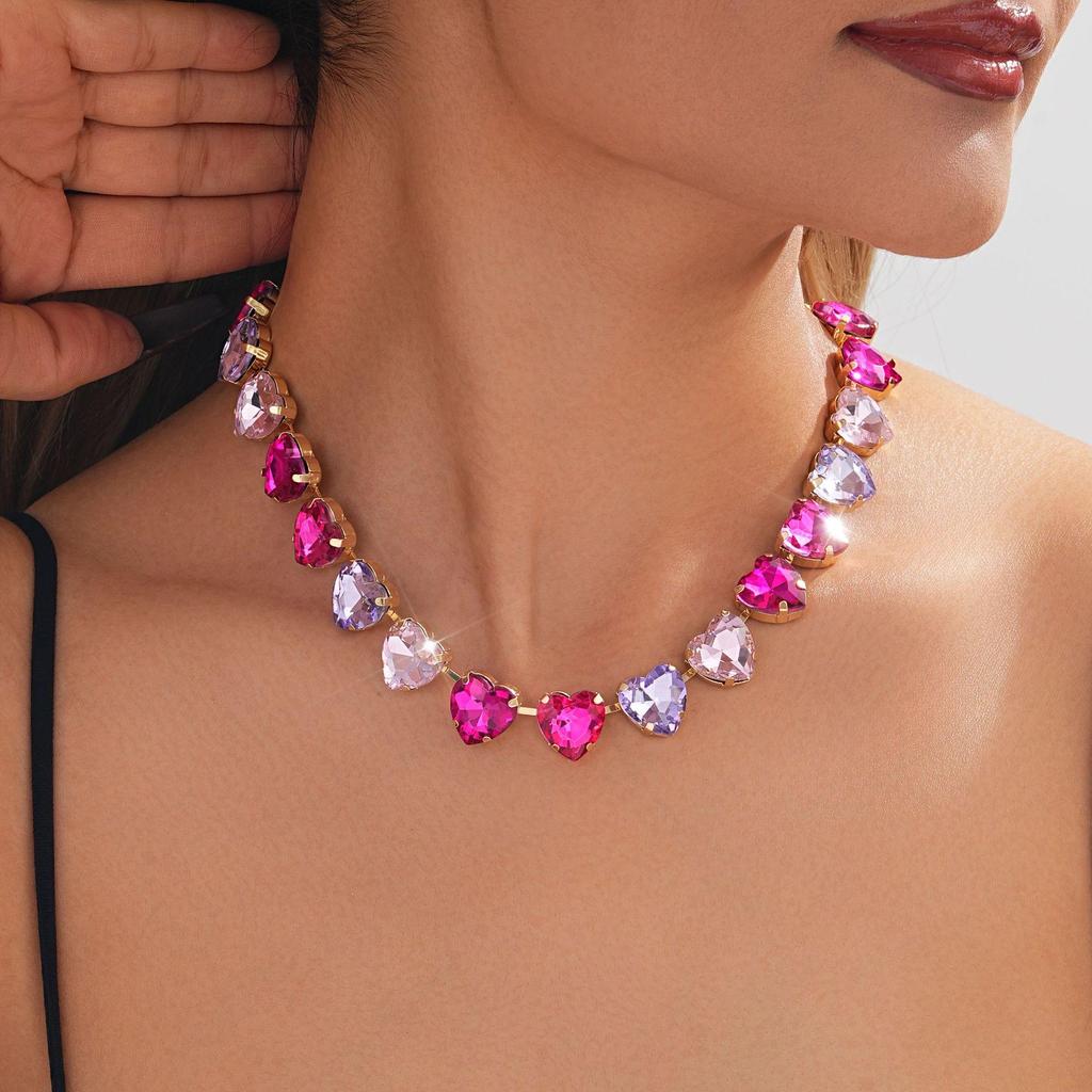 European-American Rhinestone Teardrop Necklace & Earring Set: Korean-Style Bridal Temperament Collarbone Chain Jewelry for Women