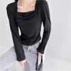 Women S Long Sleeve Square Neck Slim Fit Pure Style Basic Top