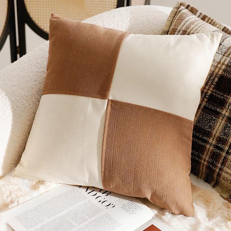 11X11/11X11CM Cream Brown Throw Pillow Cover Luxury Nordic Stamping Waist Cushion Cover Decor Home Decorative Pillowcase 1116