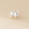 S999 Pure Silver Cartoon Glossy Cat Pendant DIY Bracelet Pendant Handmade Braided Rope Material Accessories