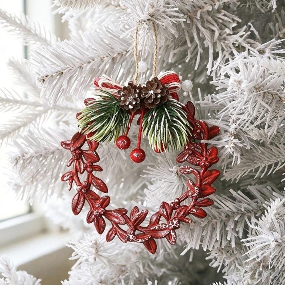 Vogel Rote Weihnachtsornamente Girlande Elch Weihnachtsbaumdekorationen Schneeflocken Schlittschuhe Schneefall Weihnachten Anhänger Fensterszene Dekor