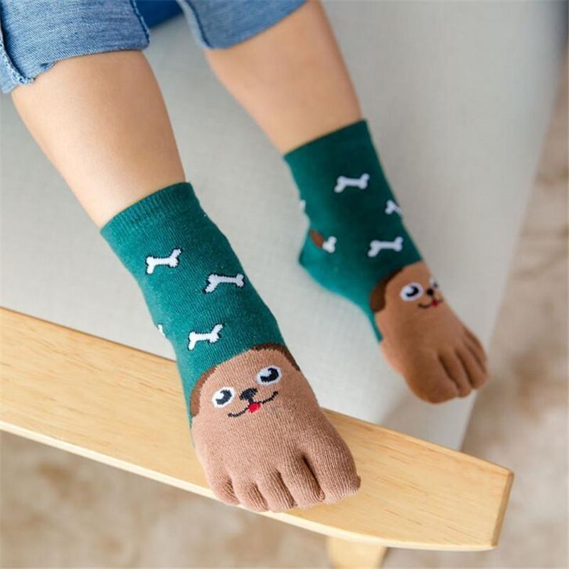 Kindersocken Für Mädchen Jungen Mode Fünf Finger Druck Kinder Jungen Mädchen Socke Cartoon Baumwolle 3-12J Vier Jahreszeiten Socke