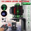 16 Line Laser Level Powerful Green Light Remote Control Measure W/Wall Attachment Frame 3D Self-Leveling System Green 100-240V