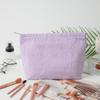 1 Pcs Seersucker Makeup Bag & Travel Pouch — Portable Toiletry Bag With Soft, Textured Striped Design