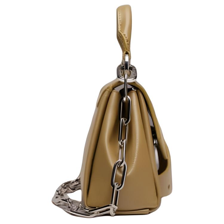 Maison Margiela Gefasste Metallbeschläge Verstellbarer Leder-Schultergurt Handtasche Damenhandtaschen Hellbraun SB1WD0013P4745T7366