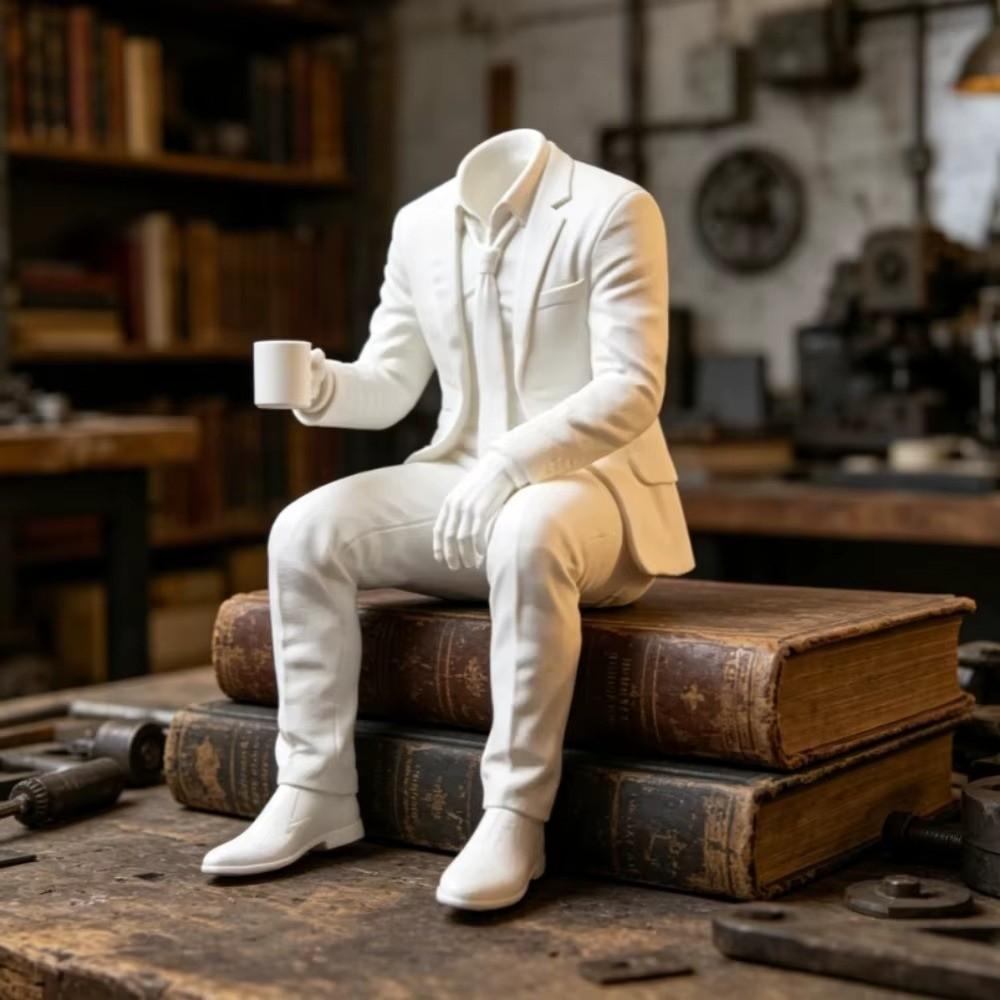 Home Decoration Tuxedo Man Sculpture Minimalist Sitting Man Figurine Elegant Magician Statue Desk