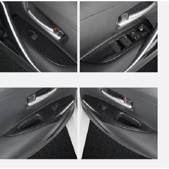 Carbon Fiber Window Lift Panel Switch Cover Trim For Toyota Corolla ~