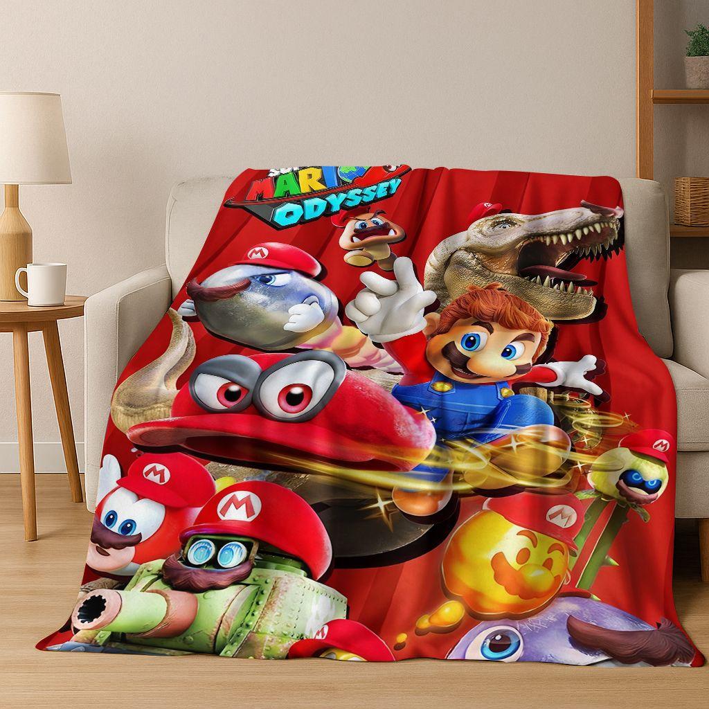 26 Style Mario Cartoon Gift Flannel Blanket,Warm and Cozy Soft Throw Blanket for Home Bedroom Bed Sofa Travel Picnic Cover Kids