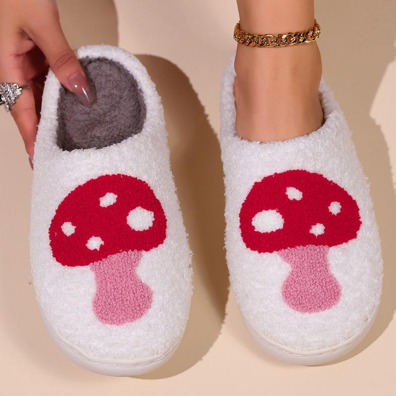 Cartoon strawberry winter warm cotton slippers couple home indoor plush slippers