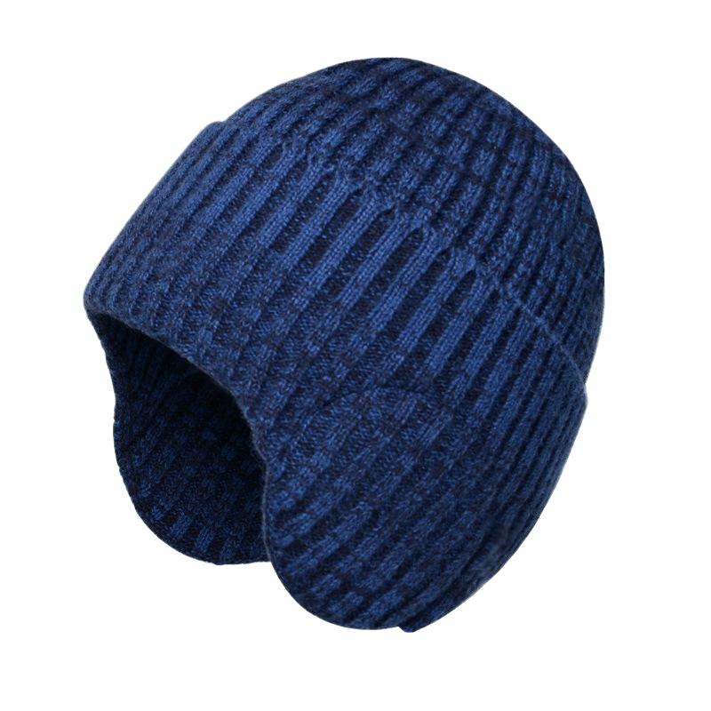 Winter outdoor warm hat men's and women's same thickened knitted wool hat cold-proof ear protector pullover hat
