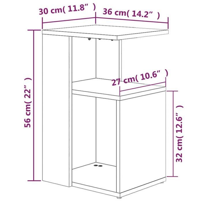 VidaXL Side Table Smoked Oak 36x30x56 Cm Engineered Wood 815189