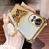 Reno10pro Lanyard Plating Glitter Butterfly Holder Silicone Case For Oppo Reno10 Pro Reno 10 10pro Shockproof Stand Back Cover