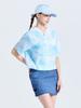 Women'S Airpass Cloud Pattern Hooded Short Sleeve Woven Top Sky Blue