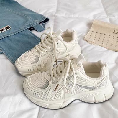 Beige Platform Dad Shoes Women's New Summer Versatile Casual Lightweight Breathable Heightening Sports Shoes