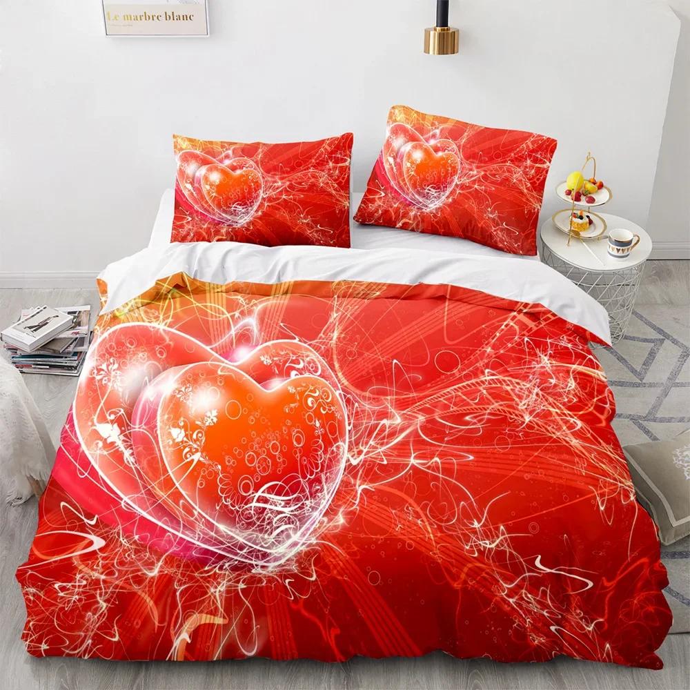 Couple Lovers Gift Duvet Cover Set Love Comforter Cover Valentine's Day Bedding Set Queen King Size 2/3pcs Polyester Quilt Cover