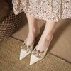 Fashion With Heel Slides Pointed Toe Shoes Women's Slippers and Ladies Sandals Outside New Fashion Chic Elegant Summer 2025 Style Luxury