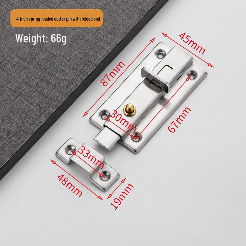 Stainless Steel Double-Ended Self-Rebounding Anti-Theft Door Lock for Bathroom and Windows