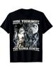 Men's Women's Hide Your Wife Alpha Coefficient Is Here Graphic T-Shirt Bold Lettering & Alpha Male Wolf Design Round Neck Tee