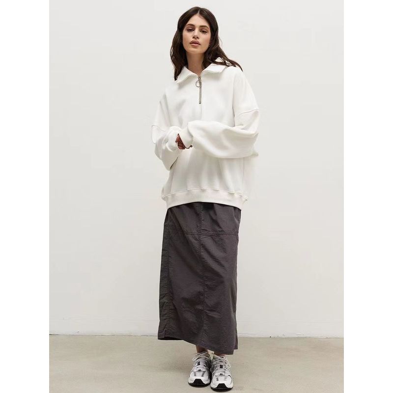 

Fashion Wind Casual Fashion Street Fashion Loose Lapels Zipper Sweatshirt Loose Lapel Zipper Top White M