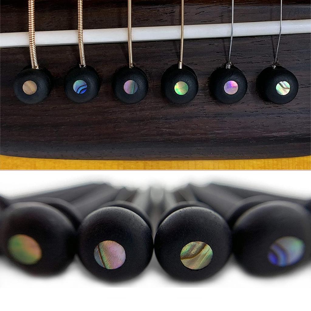 6-Pack Acoustic Guitar Ebony Saddle, String Pegs + Peg Remover