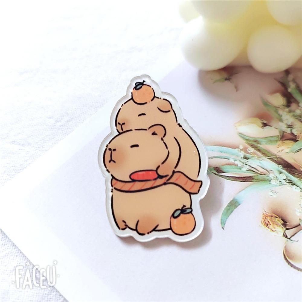 Cartoon Capybara Brooch Animals Cute Bag Pin Fashion Capybara Acrylic Badge