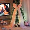 Pink Organza Lighted Christmas Tree Bow Topper Large Holiday Tree Decoration Elegant Xmas Home Party Decor Accessory