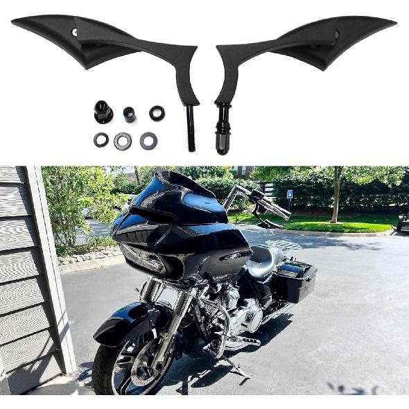 Rich Choices Chrome Motorcycle Blade Rearview Side Mirrors Comptible with Harley Road King Street Glide FLHX Road Glide Cruiser Chopper