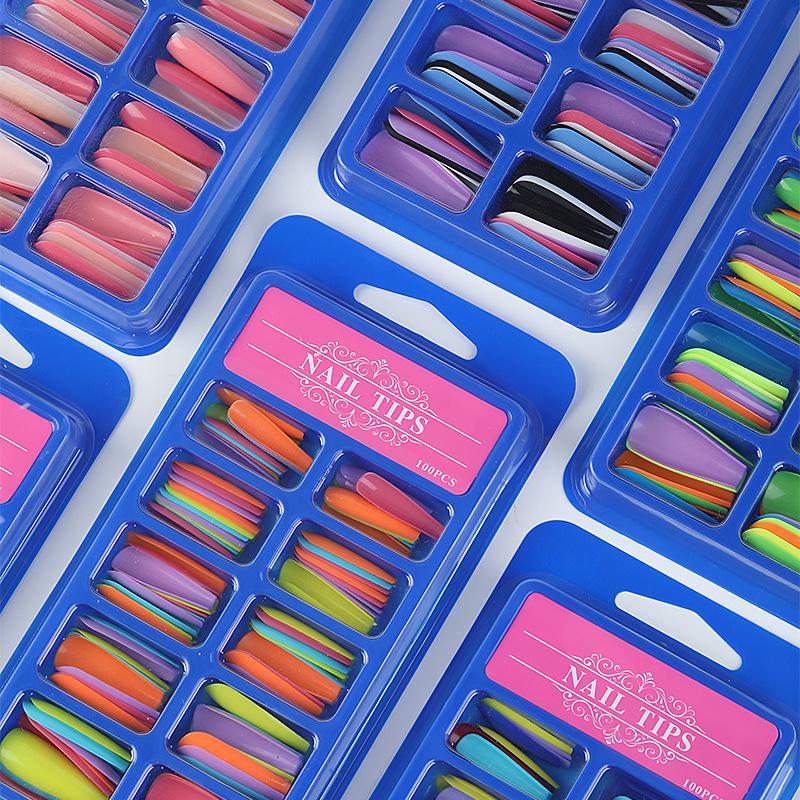 

Long-Length Ballet Blue False Nail Stickers – Full Cover Nail Art Patches