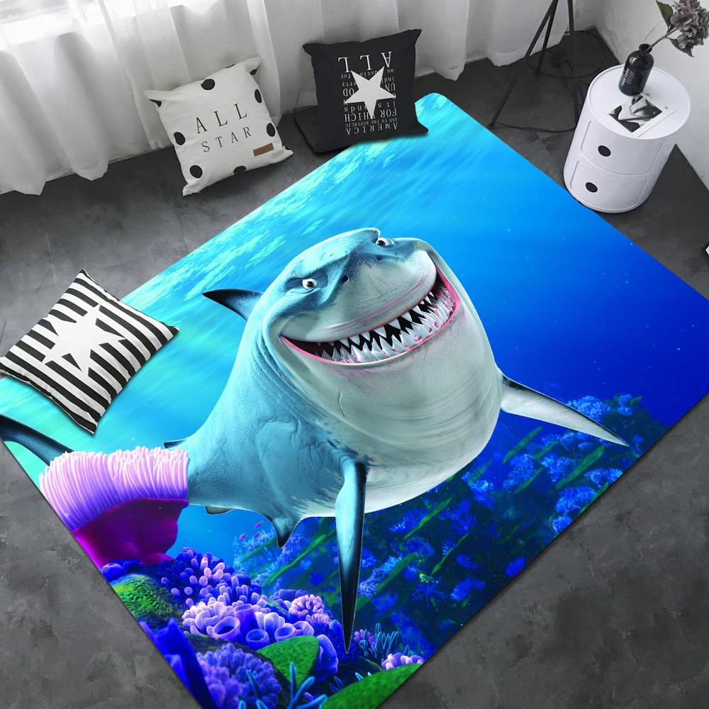 Funny Shark Floor Mat Non-Slip Laundry Room Mat Laundry Decor Balcony Child Living Room Bedside Mats