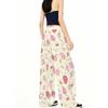 Ladies Loose Fashion Casual Sports Wide Leg Pants Cream Base Color Cartoon Strawberry Candy Flower Pattern Print