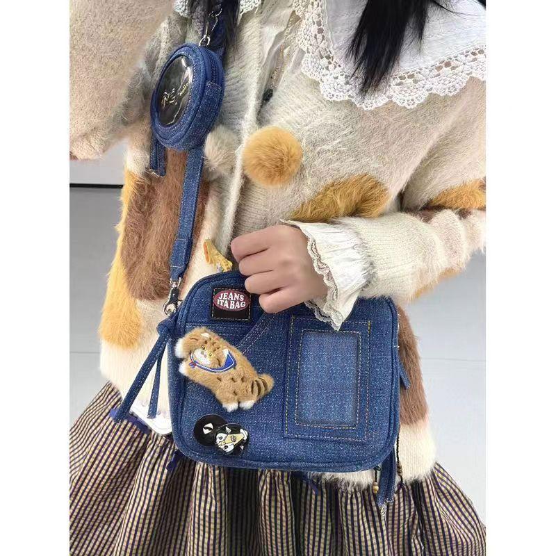 JIAERDI Vintage Denim Messenger Bag Women 2023 New Hot Girls Harajuku Casual Crossbody Bags Female Retro Solid Canvas Bag Y2k